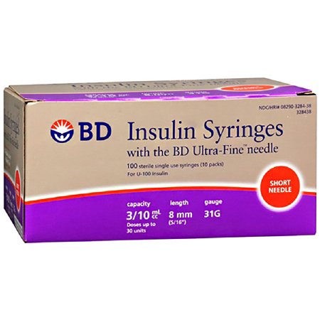 Insulin Syringe 0.3mL - 31G x 5/16" (100-pack)